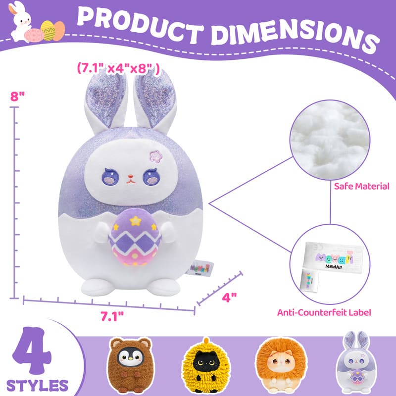 MeWaii® Stuffed Animal Kawaii Bunny/Rabbit Plush Pillow Squishy Toy With Hoodie