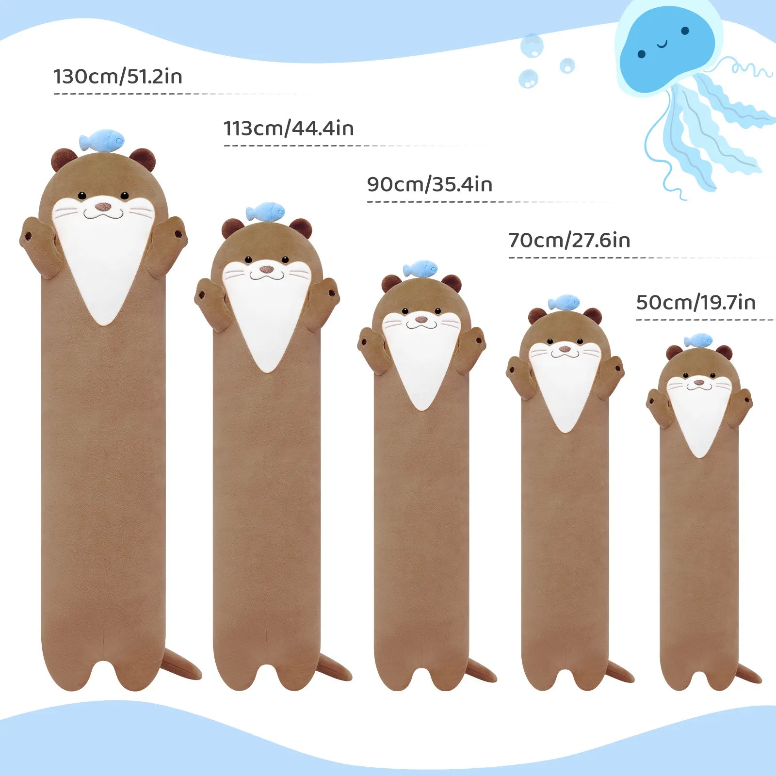 MeWaii® Loooong Family Original Design Fishy Otter Plush Long Stuffed Animal Kawaii Plush Pillow Squishy Toy
