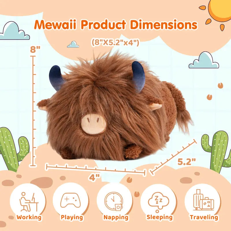 MeWaii® Fluffffy Family Highland Cow Stuffed Animal Kawaii Plush Toy Pillow Squishy Toy