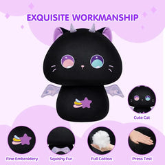MeWaii® Mushroom Family Purple Magic Cat Kawaii Plush Pillow Squish Toy