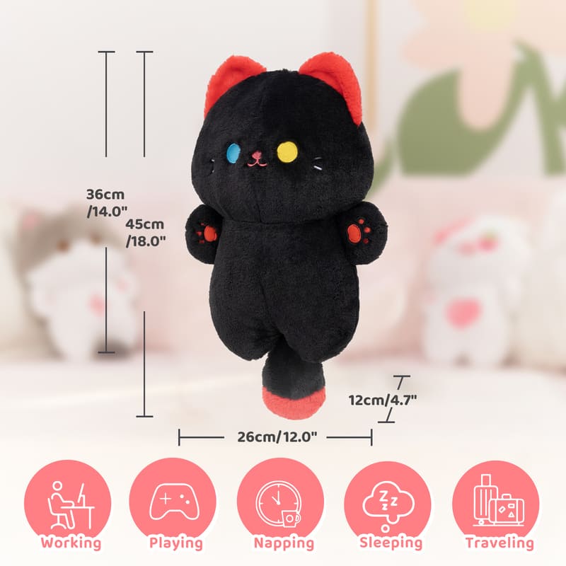 MeWaii® Devil Kitten Black Kawaii Plush Pillow Squish Toy