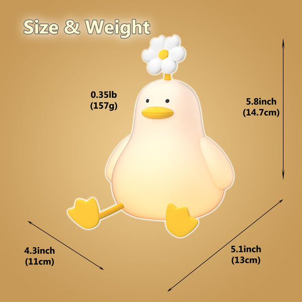 Süße Blume Ente LED Squishy Nachtlicht für Geschenk USB wiederaufladbare Ente Lampe