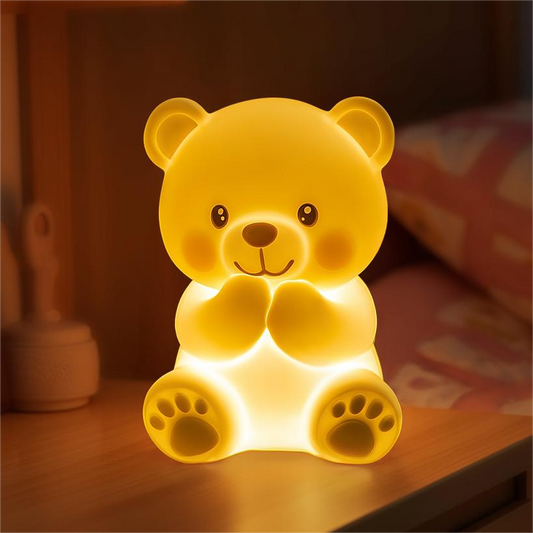 Veilleuse LED en silicone souple en forme d'ours en peluche - Cadeau idéal pour les enfants et les filles