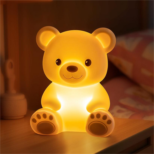 Veilleuse LED en silicone souple en forme d'ours en peluche - Cadeau idéal pour les enfants et les filles