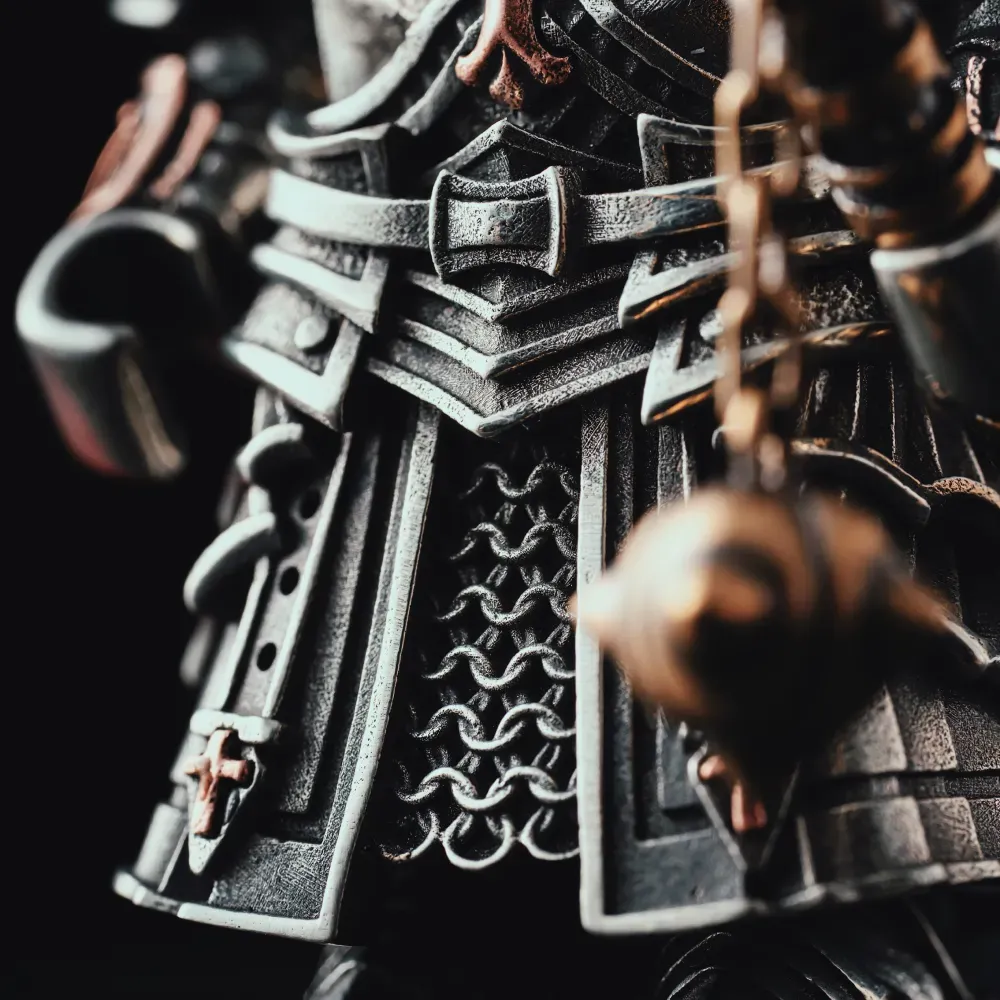 Crusader Figurine Detachable Bronze Bull-Helm Knight Statue