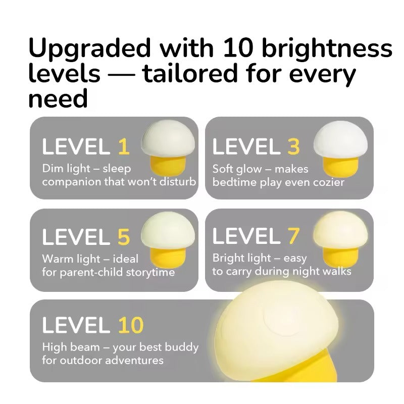 Mushroom Night Light Detachable Silicone Rotating Dimming Projection Mode Camping Flashlight Perftct Gift