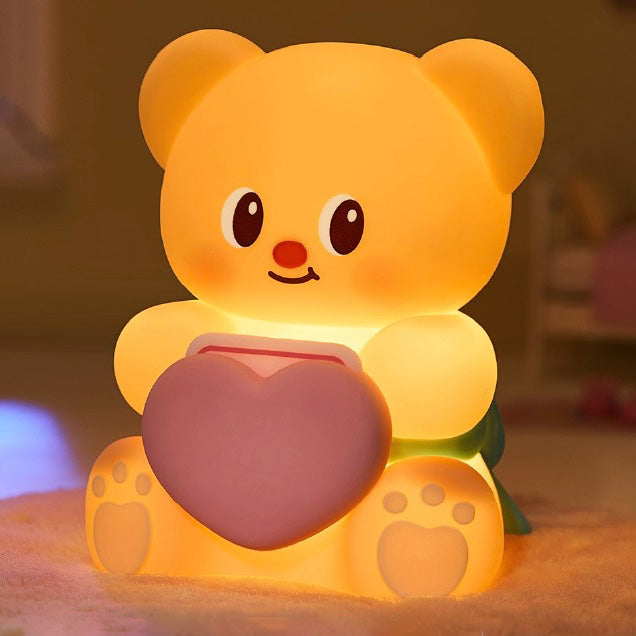 Cute Bear with Love Letter Silicone Squishy Night Light Bow Romantic Perfect Gift
