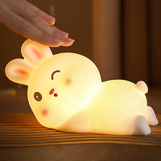 Lazy Bunny Silicone Squishy Night Light Cute Lying Rabbit LED Lamp Perfect Gift