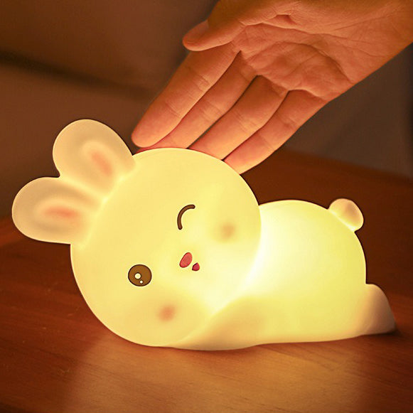 Lazy Bunny Silicone Squishy Night Light Cute Lying Rabbit LED Lamp Perfect Gift