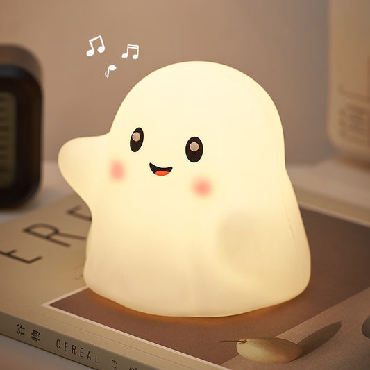 Cute Ghost Halloween Squishy Silicone Night Light Soft Glow 13 Types Fun Sounds Perfect Gift