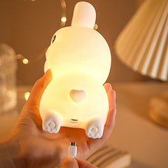 Lazy Bunny Silicone Squishy Night Light Cute Lying Rabbit LED Lamp Perfect Gift
