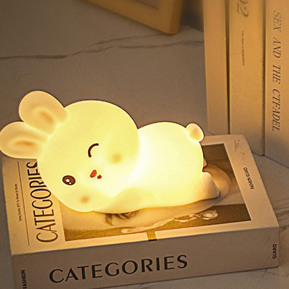 Lazy Bunny Silicone Squishy Night Light Cute Lying Rabbit LED Lamp Perfect Gift
