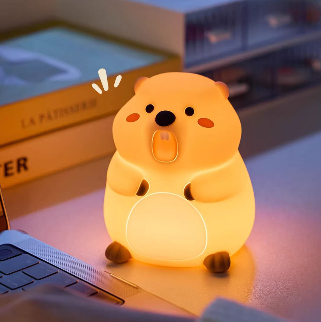 Groundhog Silicone Squishy Night Light Cute Standing LED Lamp Perfect Gift