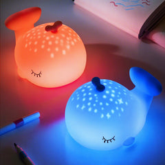 Whale with Water Spout and Ocean Dream Style Silicone Squishy Night Light Gift Cute Rounded Perfect Gift