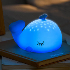 Whale with Water Spout and Ocean Dream Style Silicone Squishy Night Light Gift Cute Rounded Perfect Gift