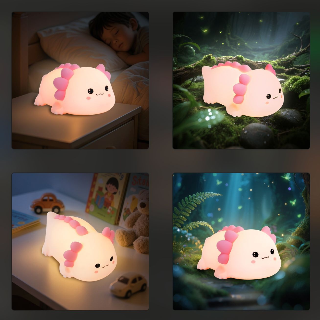 Axolotl Silicone Squishy Night Light Gift Cute Pink Gills Home Decor Perfect Gift