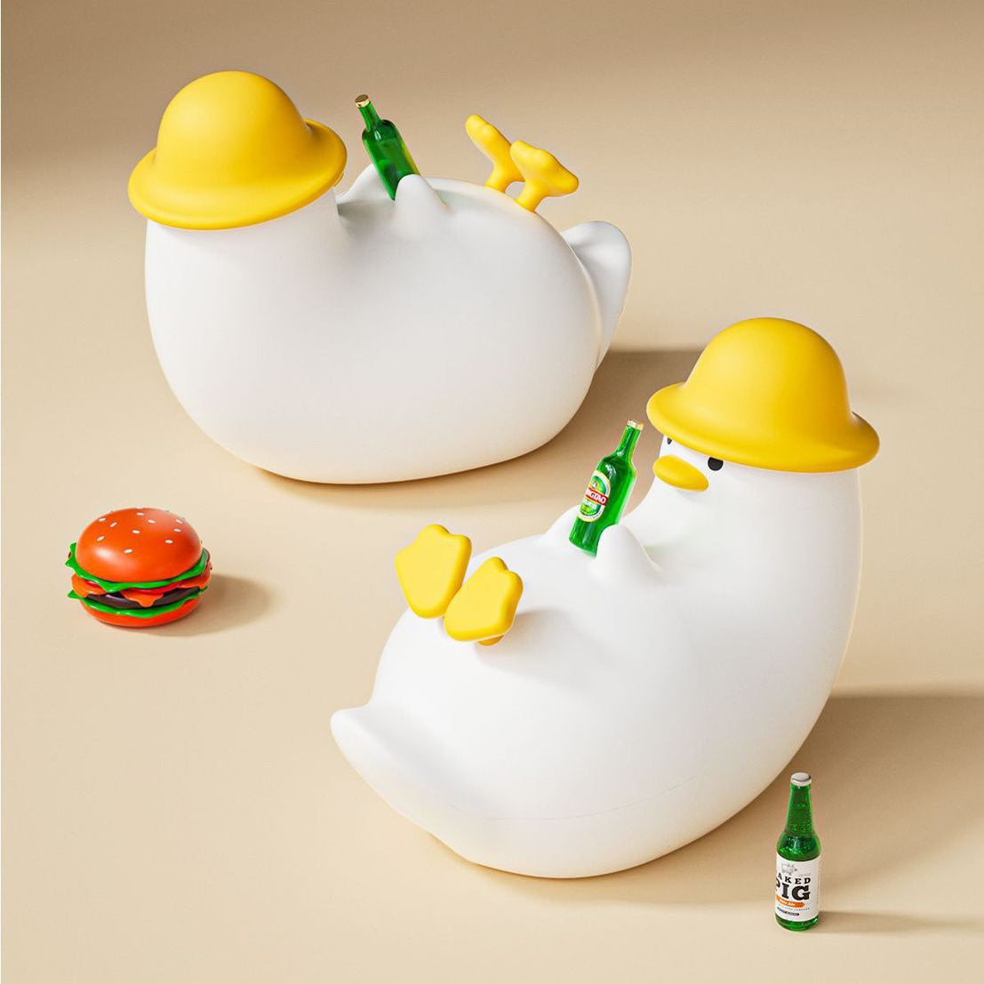 Beer Duck Silicone Night Light Relaxed Animal Lamp Phone Holder Bottle Bar Decor Perfect Gift