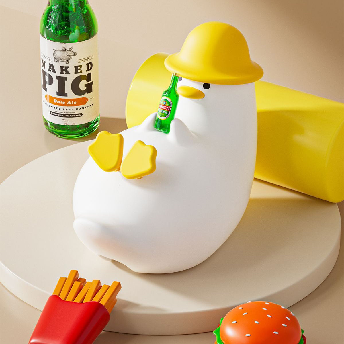 Beer Duck Silicone Night Light Relaxed Animal Lamp Phone Holder Bottle Bar Decor Perfect Gift