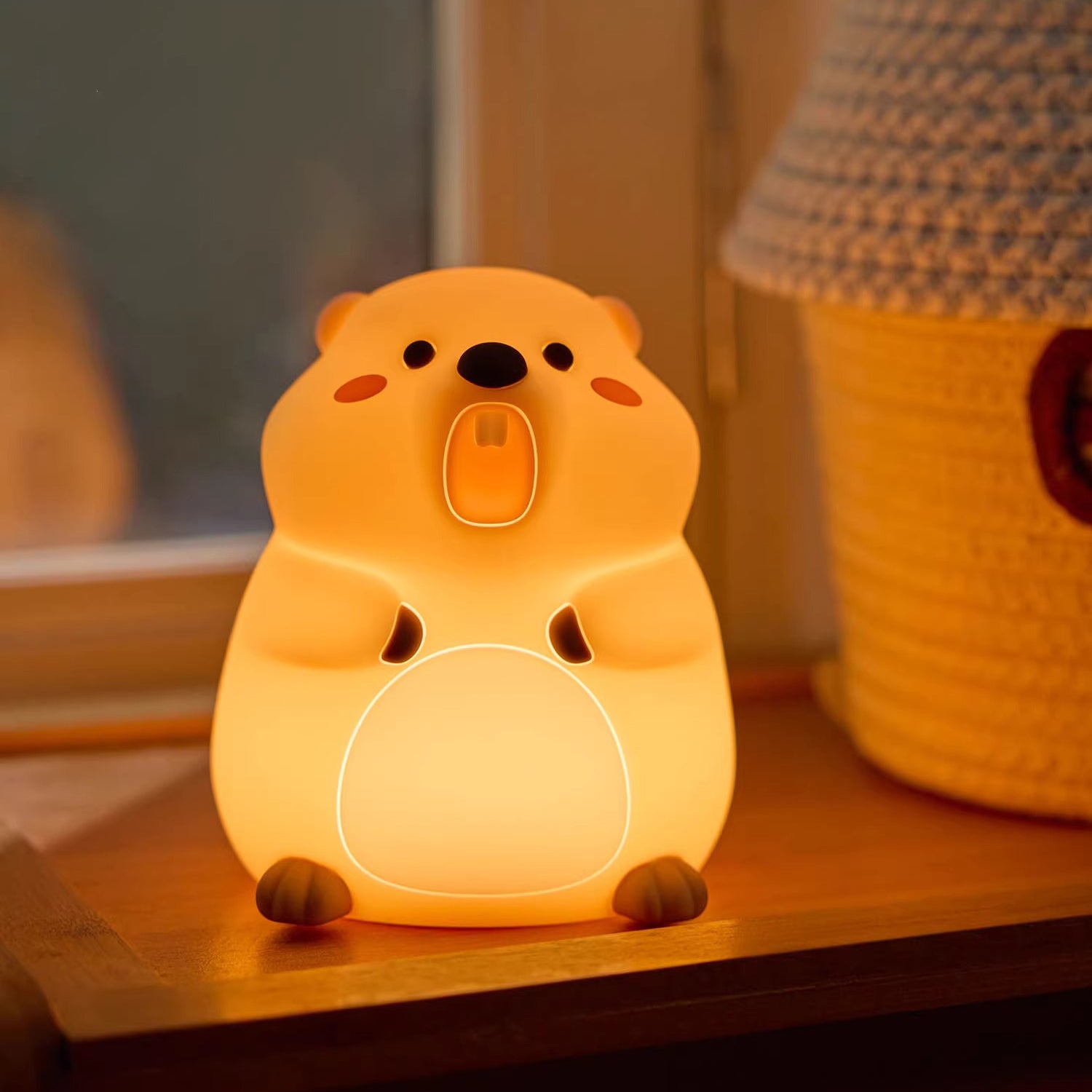 Groundhog Silicone Squishy Night Light Cute Standing LED Lamp Perfect Gift
