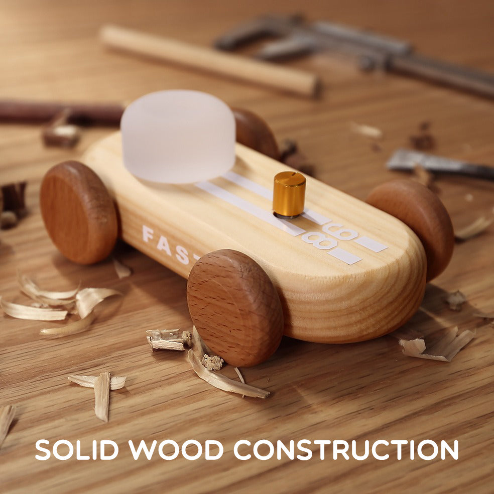 GOOD KART NIGHT LIGHT – Wooden Go Kart LED Table Lamp with RGB & Warm Light, Dimmable Bedside Ambient Light, Rechargeable Decorative Night Lamp