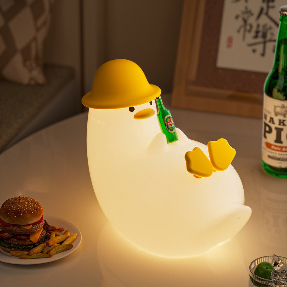 Beer Duck Silicone Night Light Relaxed Animal Lamp Phone Holder Bottle Bar Decor Perfect Gift