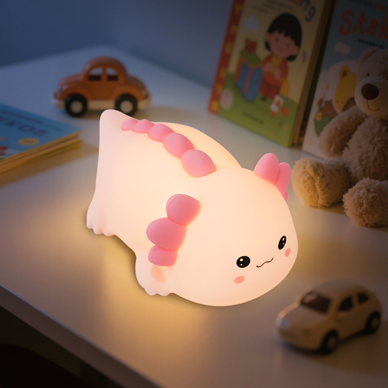 Axolotl Silicone Squishy Night Light Gift Cute Pink Gills Home Decor Perfect Gift
