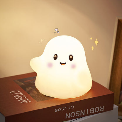 Cute Ghost Halloween Squishy Silicone Night Light Soft Glow 13 Types Fun Sounds Perfect Gift