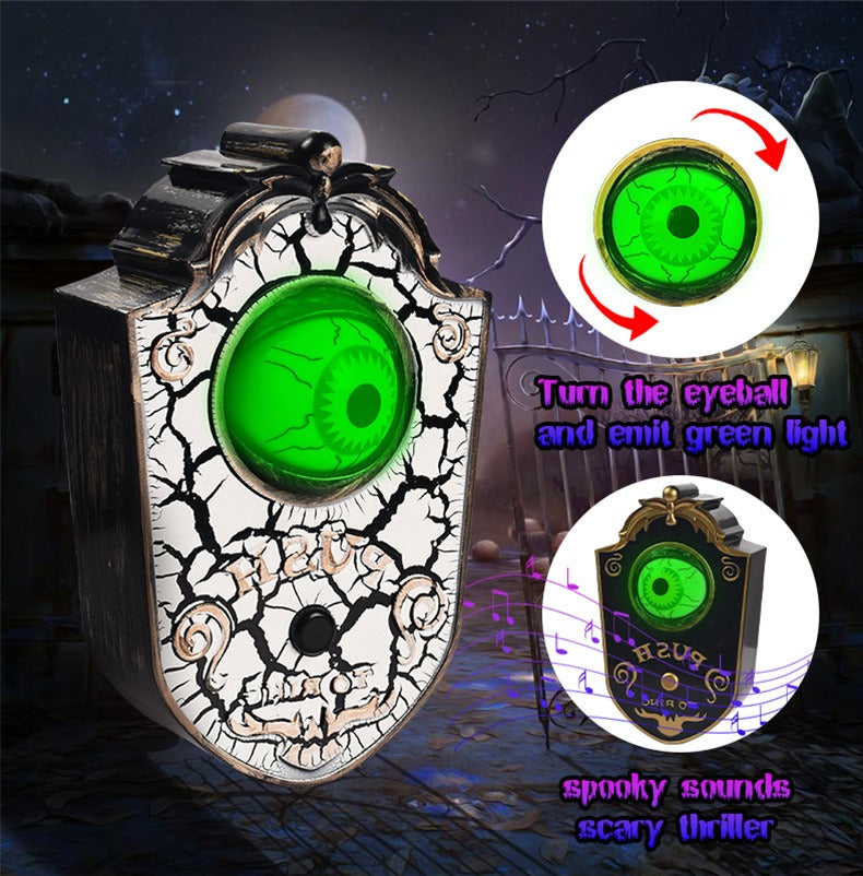 One-Eyed Halloween Doorbell Haunted Castle Wall Hanging with Moving Eye Ring Sound Effect