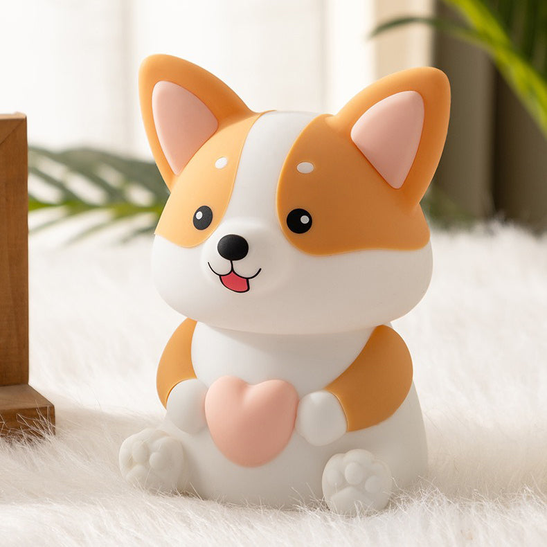 Corgi with Heart Silicone Night Light Cute Puppy Paw Pads Cozy Decor Perfect Gift