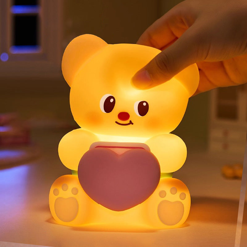 Cute Bear with Love Letter Silicone Squishy Night Light Bow Romantic Perfect Gift