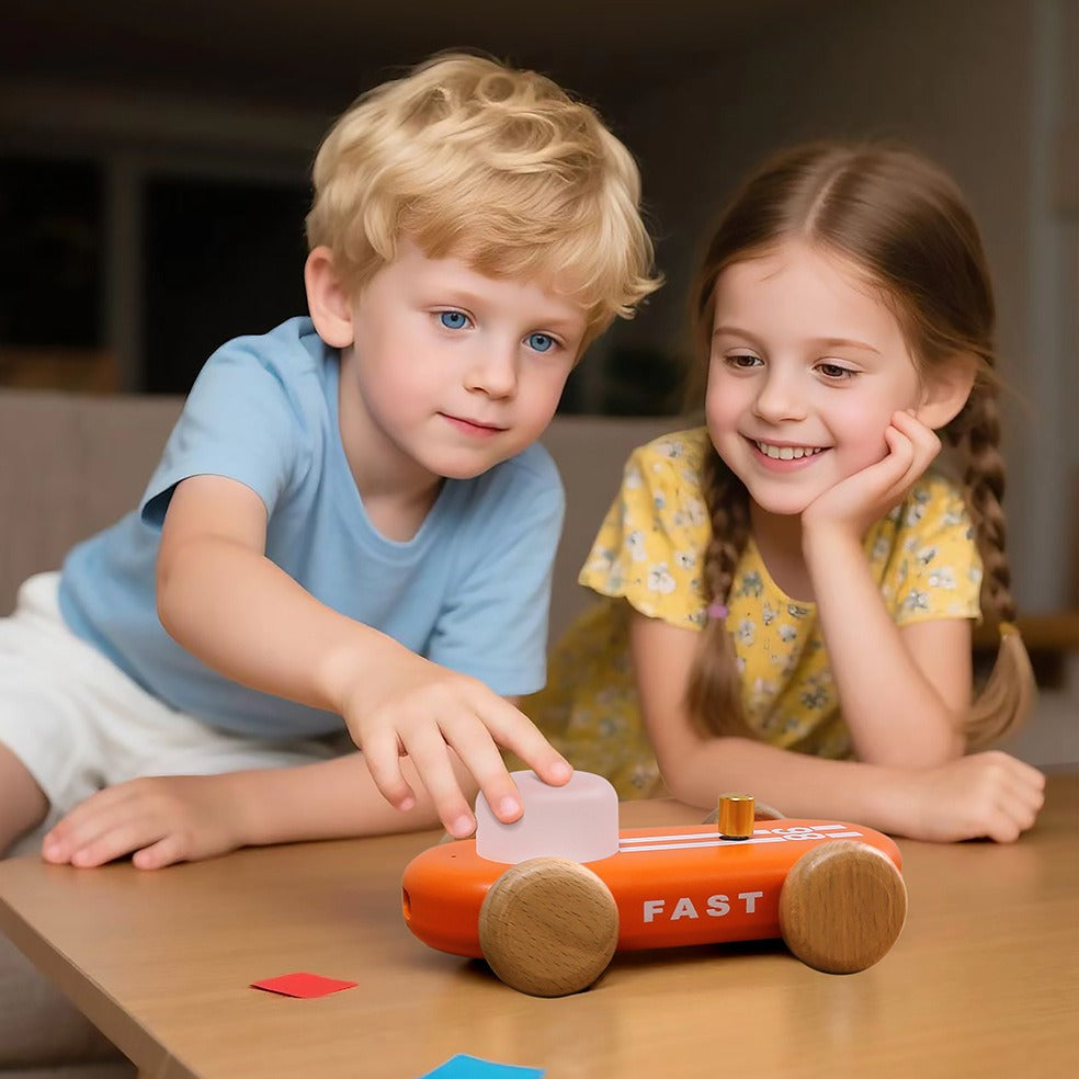 GOOD KART NIGHT LIGHT – Wooden Go Kart LED Table Lamp with RGB & Warm Light, Dimmable Bedside Ambient Light, Rechargeable Decorative Night Lamp