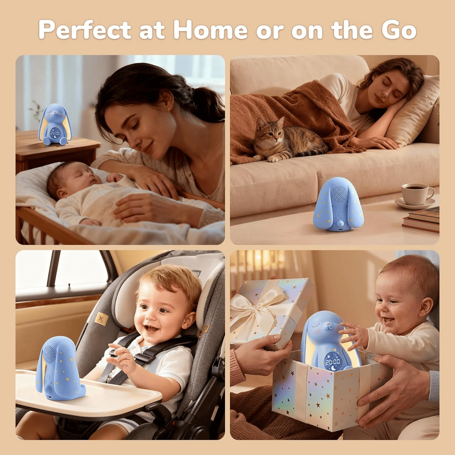 MeWaii® White Noise Sound Machine with Baby Soothing Palm Hand Night Light App Control