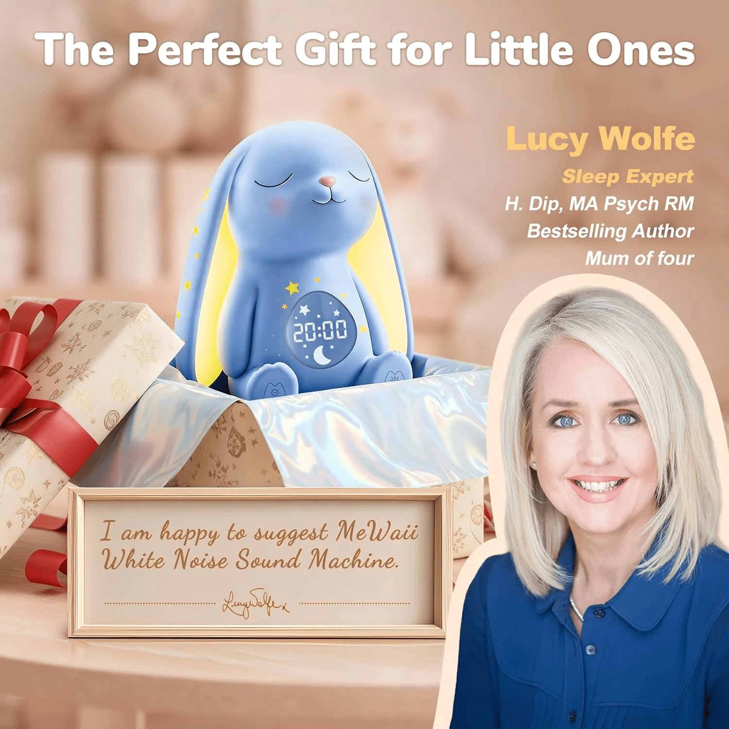 MeWaii® White Noise Sound Machine with Baby Soothing Palm Hand Night Light App Control