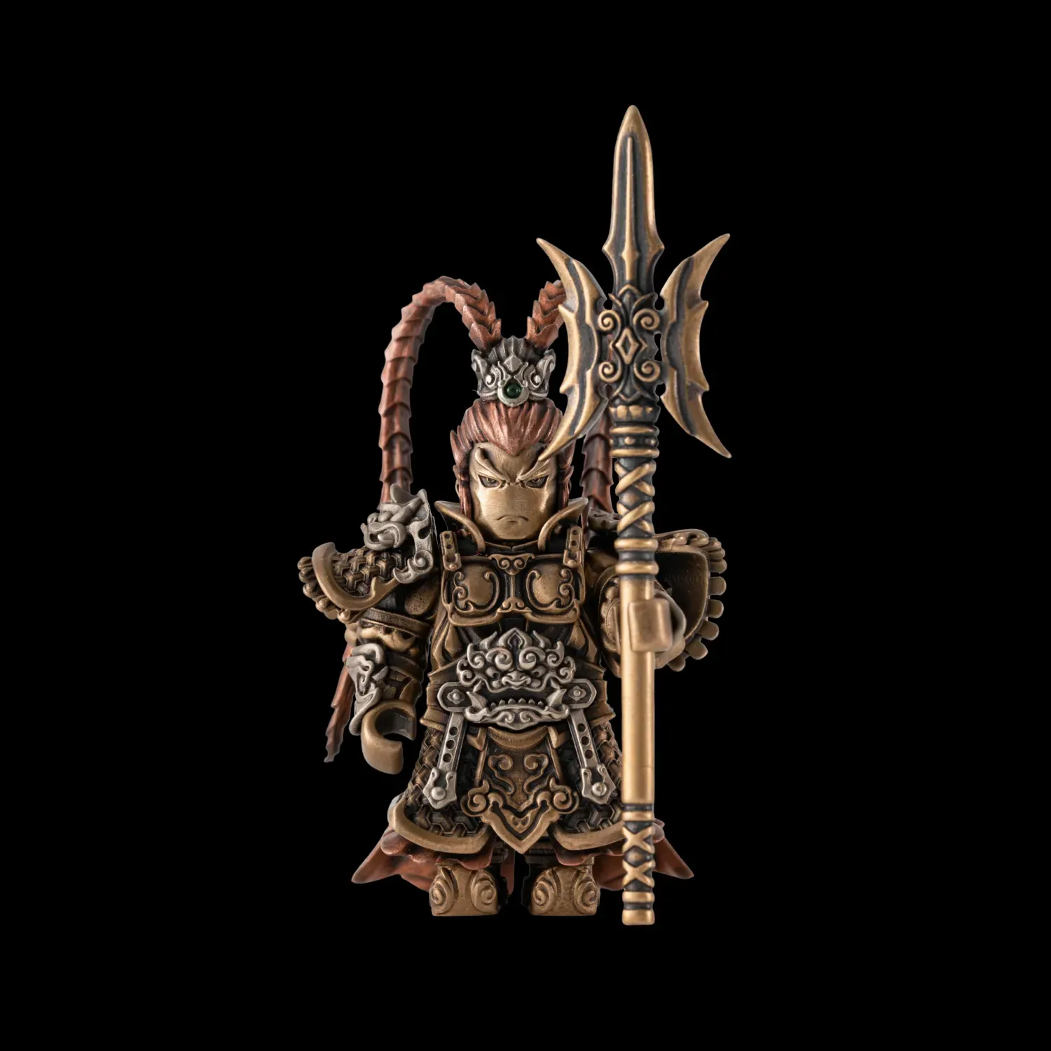 Crusader Figurine Detachable Bronze Bull-Helm Knight Statue Set