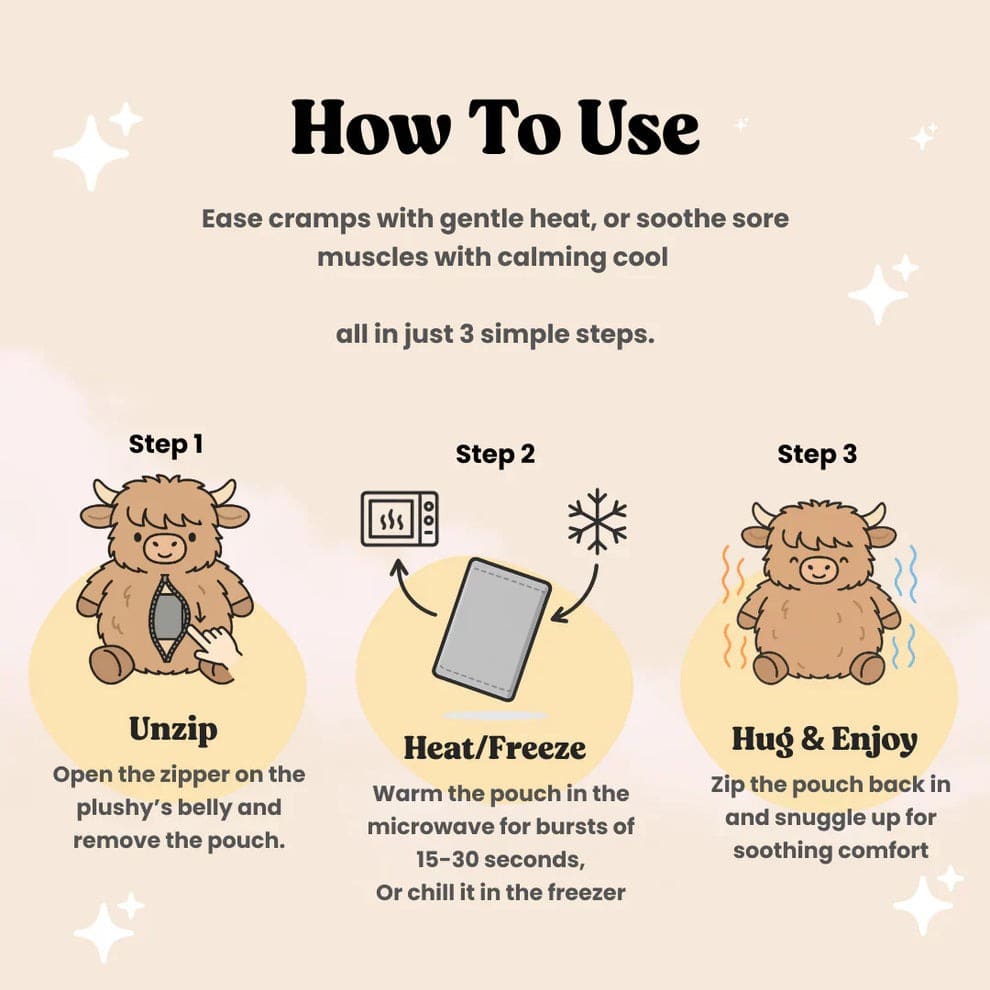 Highland Cow Plush Cattle Stuffed Animals, Microwavable, Pain Stress Relief, Anxiety, Women Kid Bedtime Best Gift