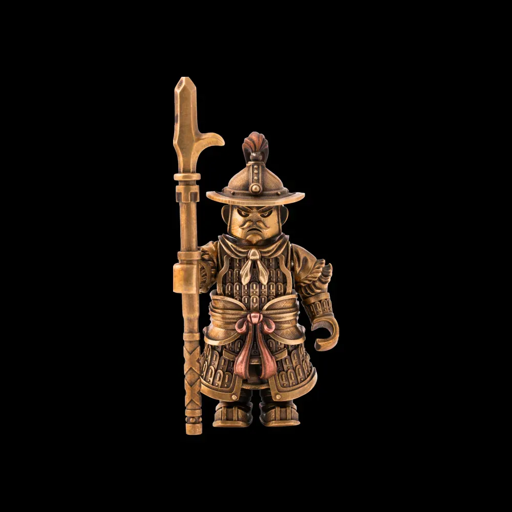 Crusader Figurine Detachable Bronze Bull-Helm Knight Statue Set