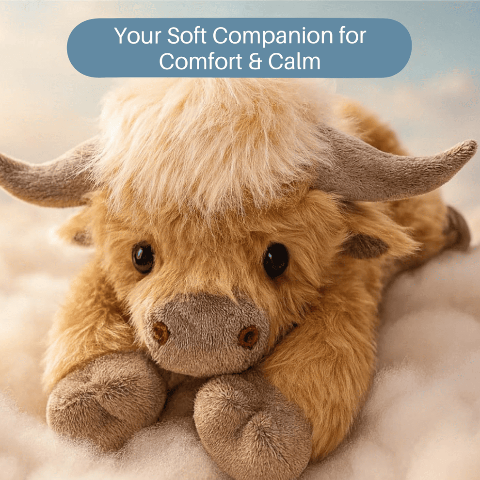 Highland Cow Plush Cattle Stuffed Animals, Microwavable, Pain Stress Relief, Anxiety, Women Kid Bedtime Best Gift