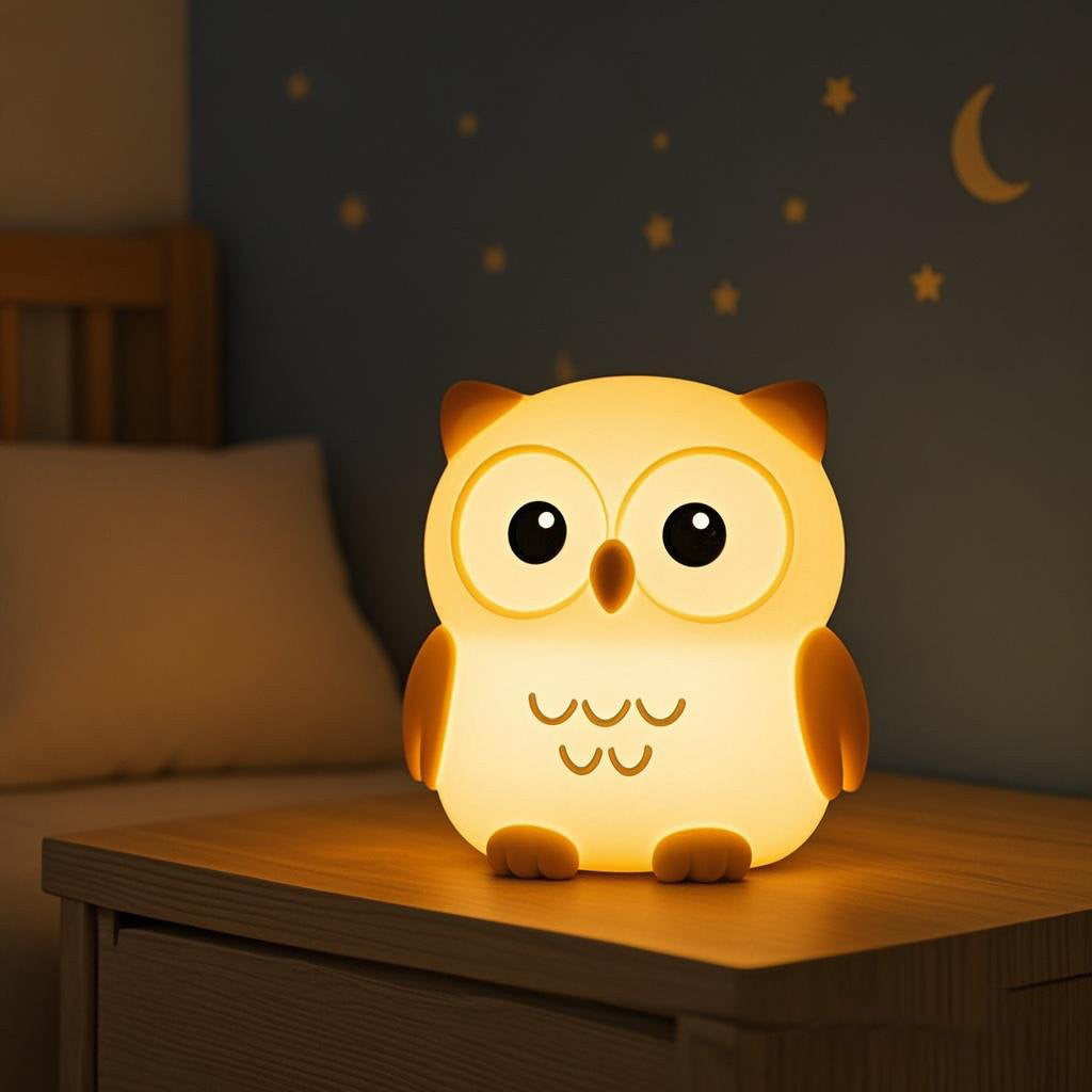 Squishy Silicone Big-eyed Owl LED Night Light - Perfect Gift for Kids and Girls