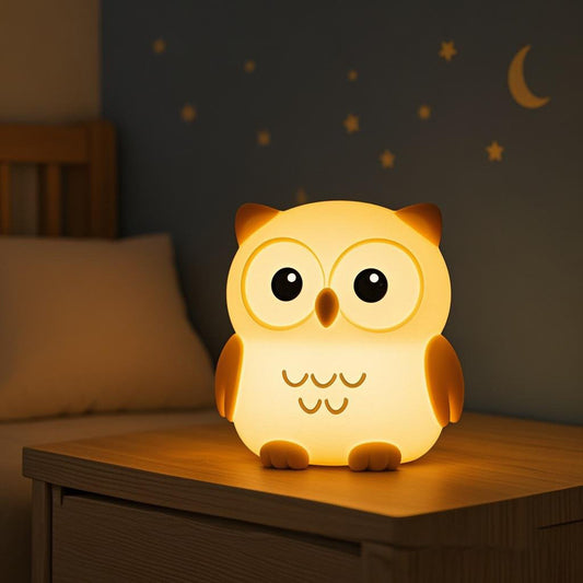 Squishy Silicone Big-eyed Owl LED Night Light - Perfect Gift for Kids and Girls