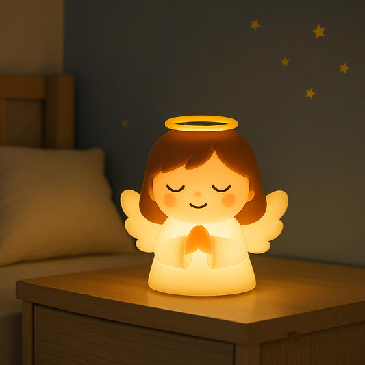 Squishy Silicone Prayer Angel LED Night Light - Perfect Gift for Kids and Girls