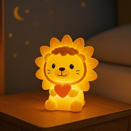 Squishy Silicone Lion LED Night Light - Perfect Gift for Kids and Girls