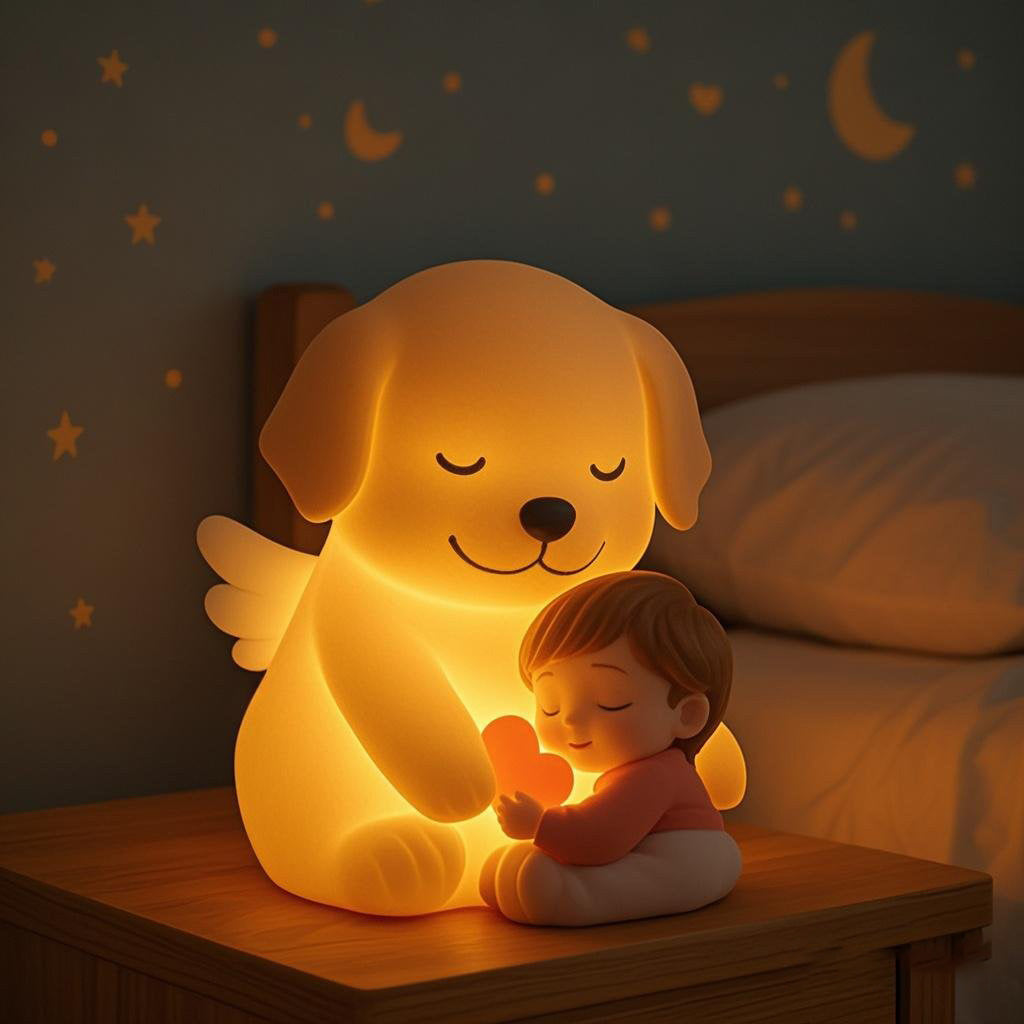 Squishy Silicone Heart Puppy LED Night Light - Perfect Gift for Kids and Girls