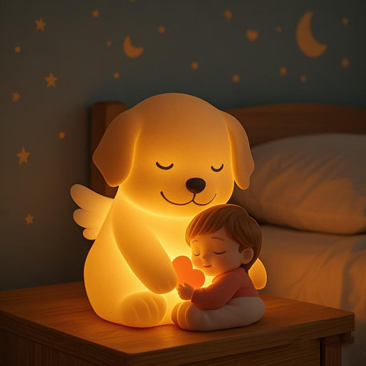 Squishy Silicone Heart Puppy LED Night Light - Perfect Gift for Kids and Girls
