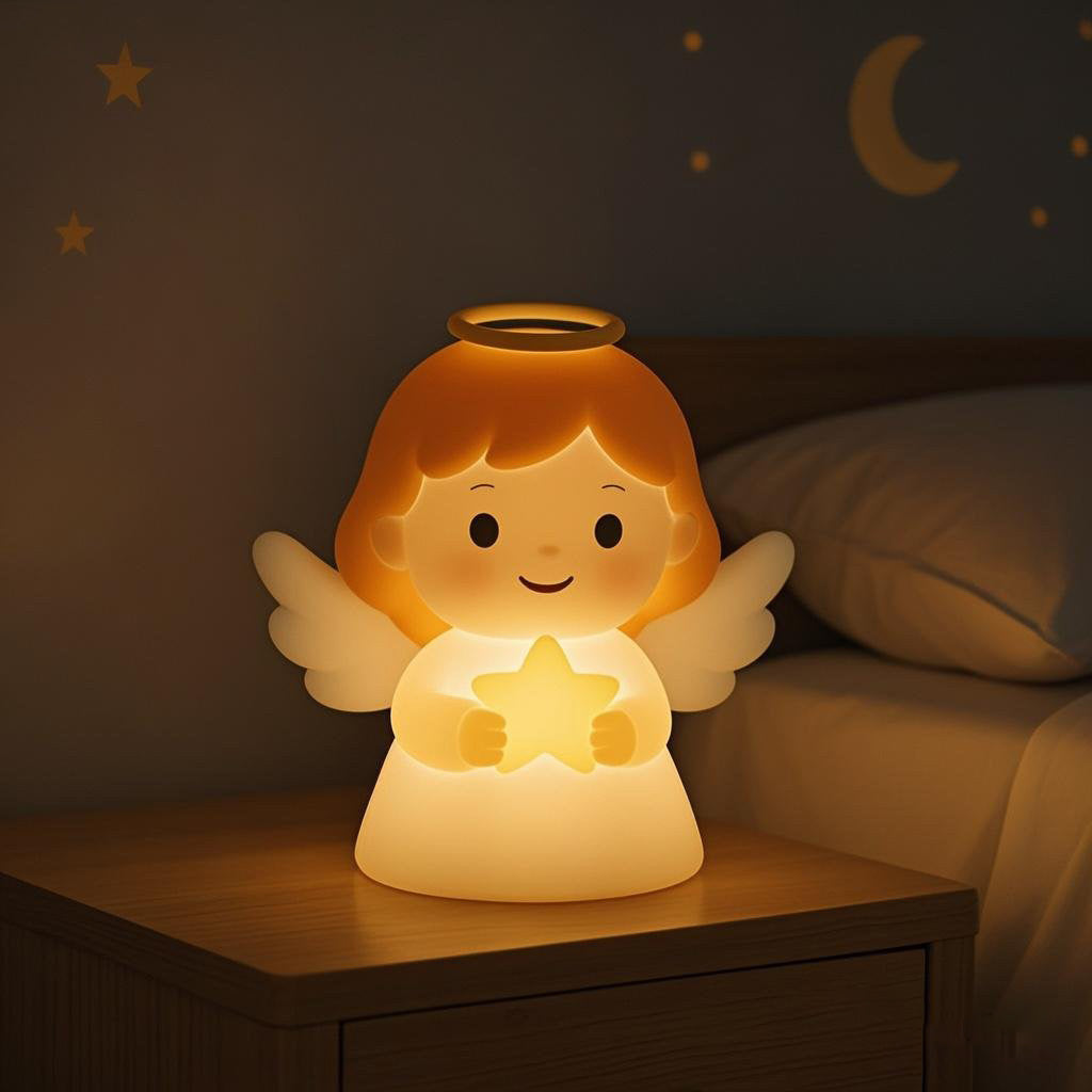 Squishy Silicone Star Angel LED Night Light - Perfect Gift for Kids and Girls