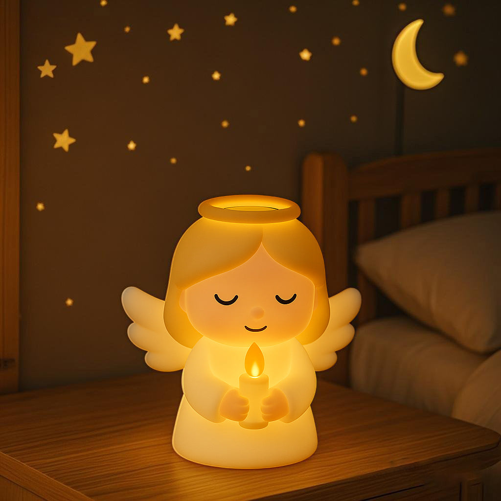 Squishy Silicone Candle Angel LED Night Light - Perfect Gift for Kids and Girls