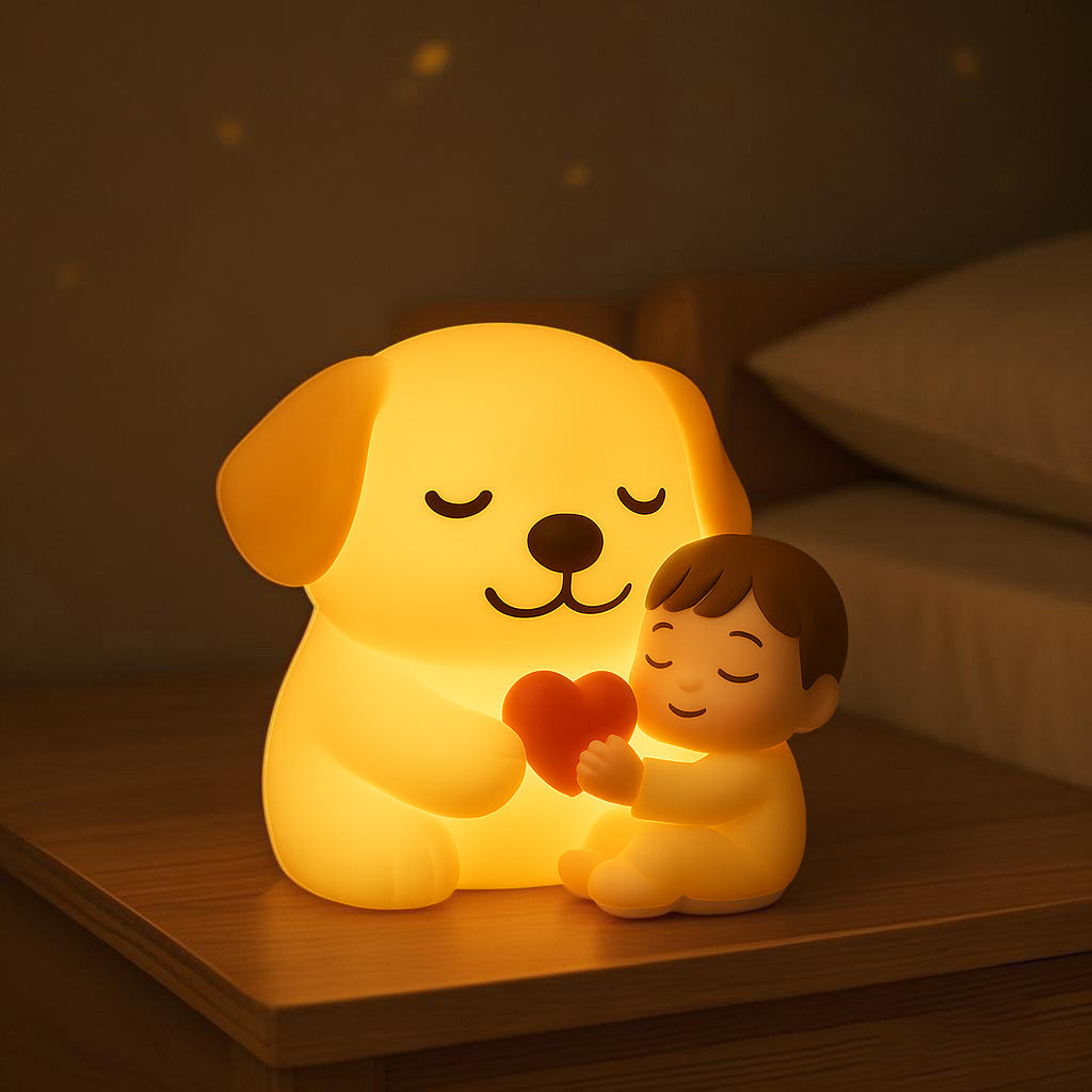 Squishy Silicone Puppy Hug LED Night Light - Perfect Gift for Kids and Girls