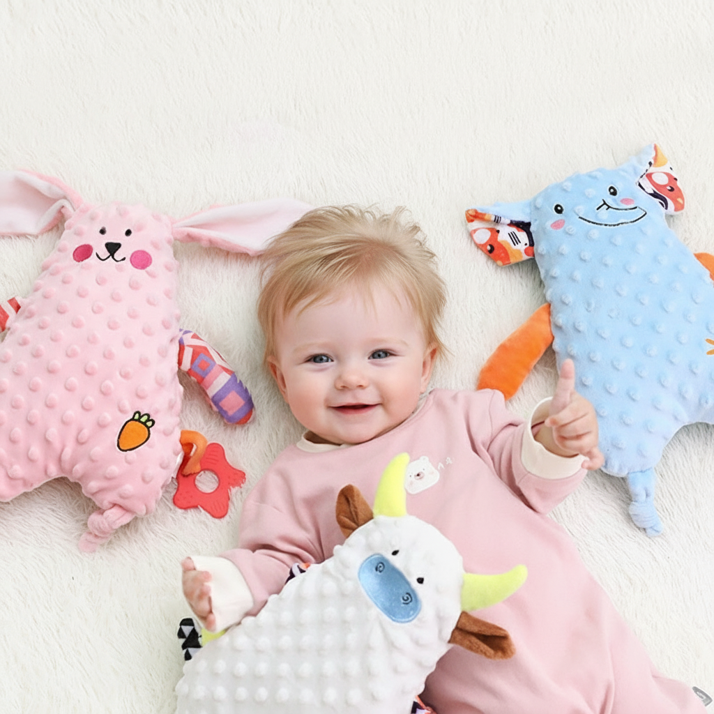 Baby Lovey Security blanket with Teether – Ultra-Soft Polyester Cotton, Safe Chew, Anti-Shed & Washable