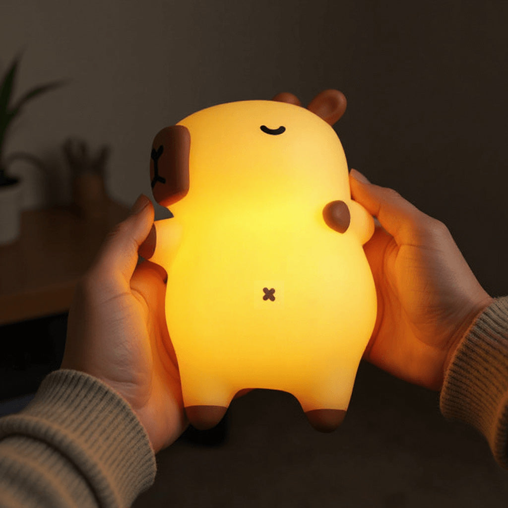 Sleeping Capybara Breathing Squishy Silicone Companion Sound LED Night Light Perfect Gift