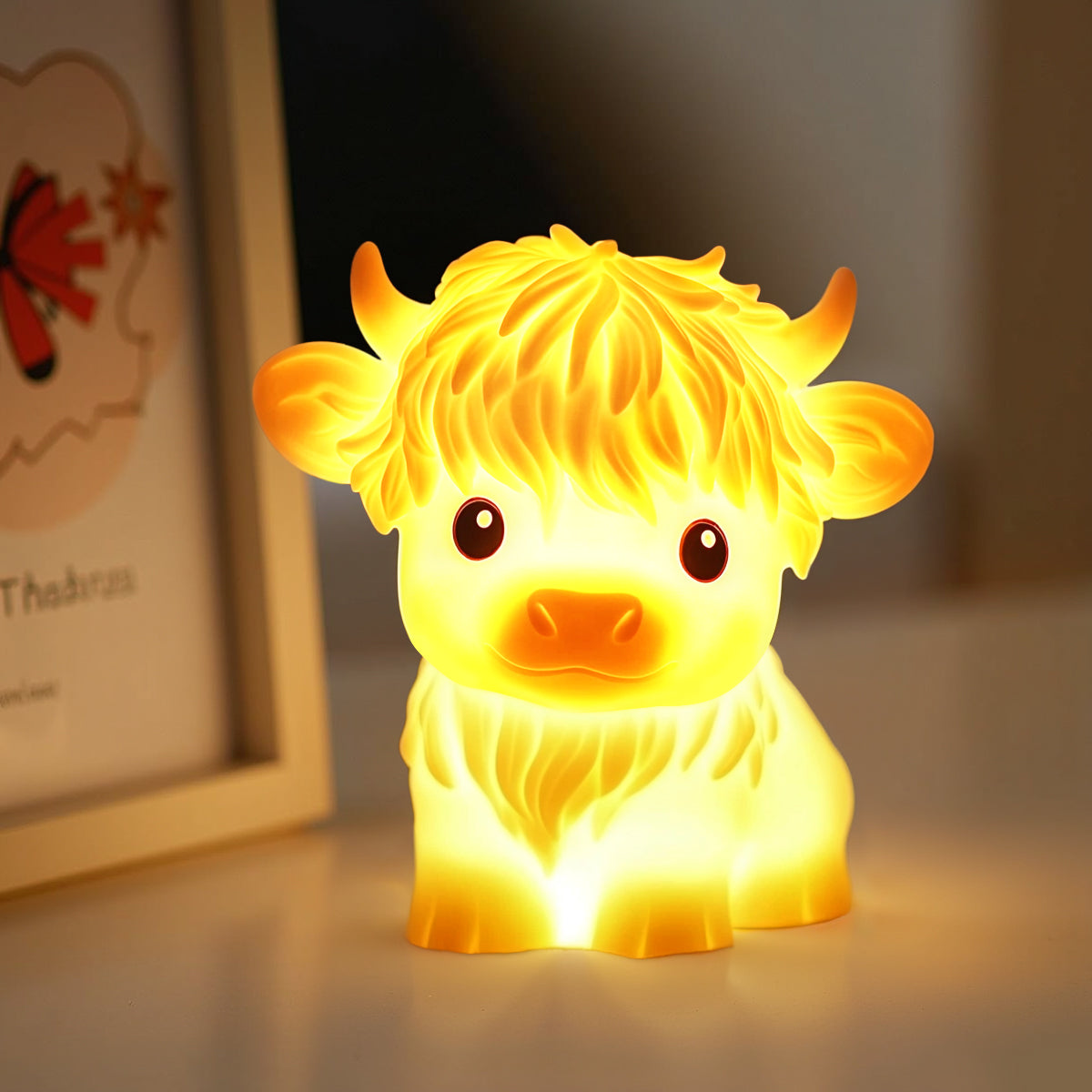 Squishy Silicone Cute Highland Cow LED Night Light - Perfect Gift for Kids and Girls