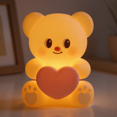 Cute Bear with Love Letter Silicone Squishy Night Light Bow Romantic Perfect Gift
